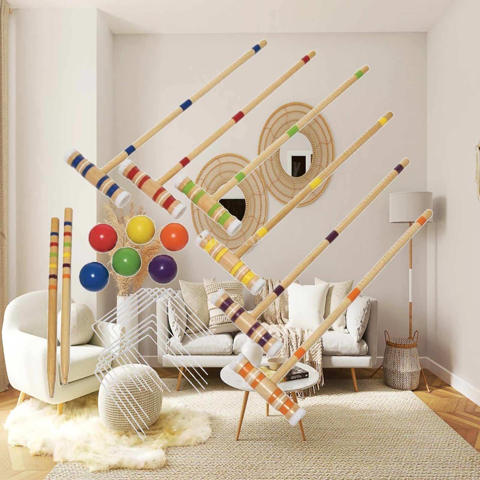 Croquet Set Lawn - Juego de Croquet para Seis Jugadores,